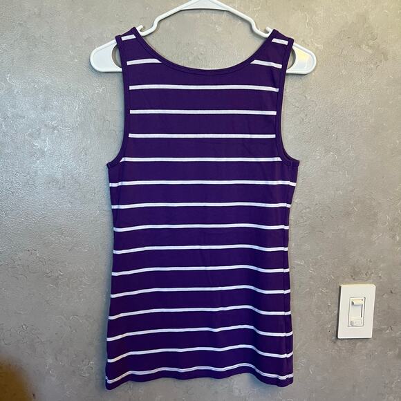 Y2K Old Navy The Perfect Tank Top XL Purple White Stripe Sleeveless Stretchy - Picture 8 of 8